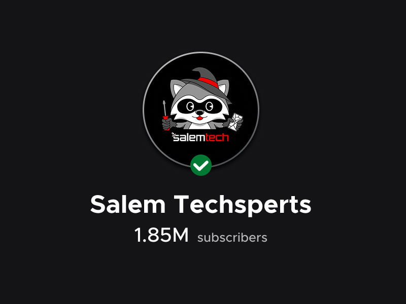 UGREEN NAS storage 4 bay Salem Techsperts YouTube channel branding with 1.85 million subscribers, featuring technology reviews or tutorials.