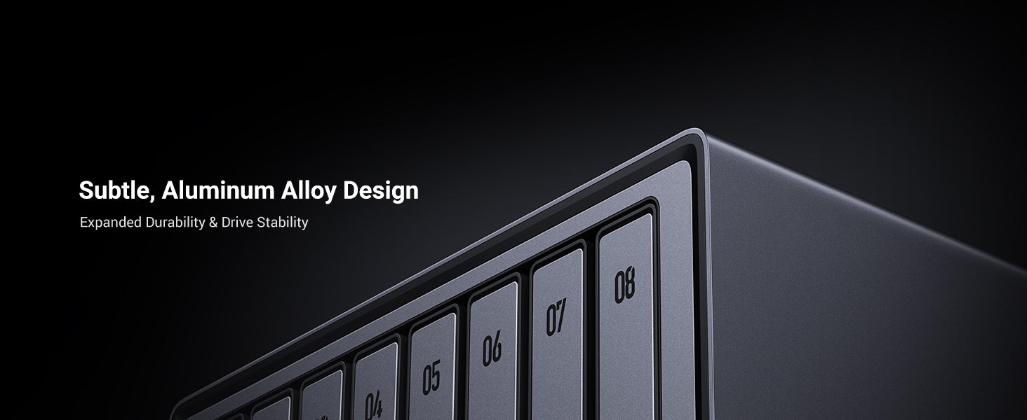 UGREEN NAS storage unit Premium aluminum alloy casing for enhanced durability and stable drive performance.